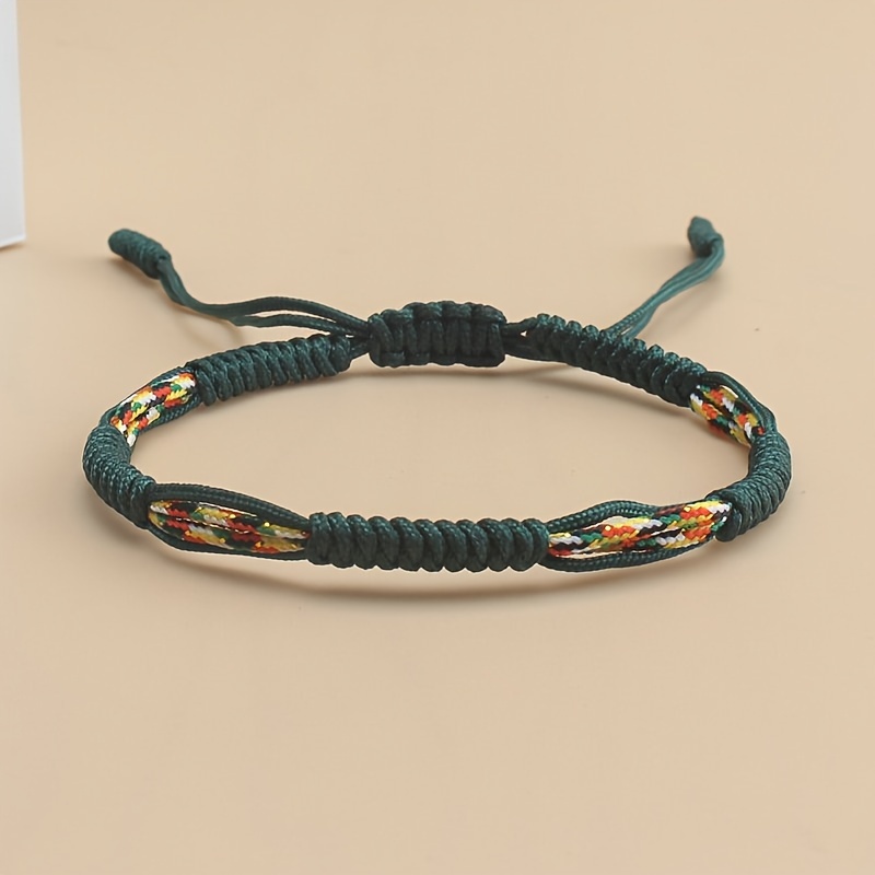 Image of Hand-woven Rope Bracelet, Simple Adjustable Colorful Thread 7-knot Cord, Unisex Couple Ethnic Style Bracelet, Friendship Accessory Gift For
