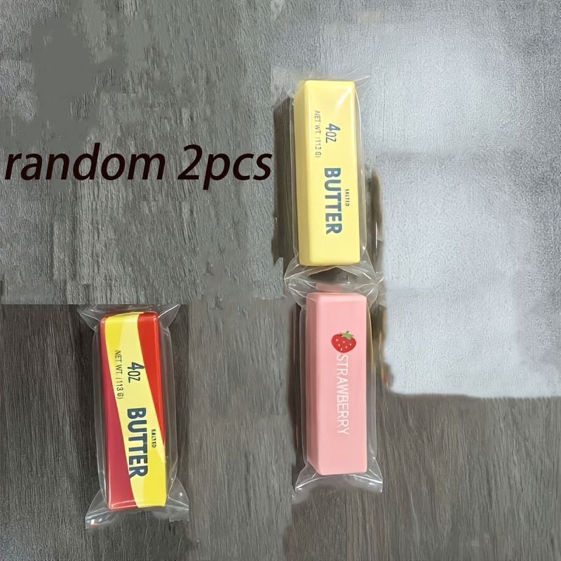 Image of 2pcs Toy Set, Butter Stick And Strawberry Stick Combo, Cute Role Play Toys, Fun Squeeze Stress Toys, Kids Party Prizes, Award Gifts, Fillers And Classroom Rewards, Random Colors