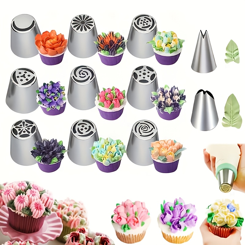 TEMU A Set Of 12 Stainless Steel Piping Nozzles, Perfect For Cake Decoration, Baking Tools, And Kitchen Gadgets, Suitable For Halloween, Christmas,