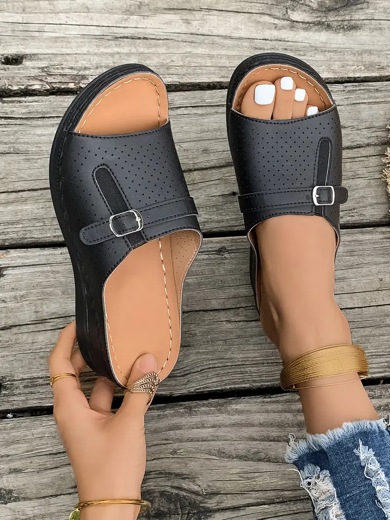 womens breathable wedge sandals fashionable slip on with open toe in white red more colors strappy heeled sandals details 15
