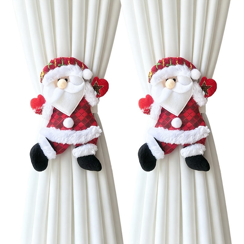 TEMU Lot de 2 attaches de rideaux de poupée de Noël, décoration de fenêtre pour Noël et le Nouvel An 2026, décoration d'intérieur
