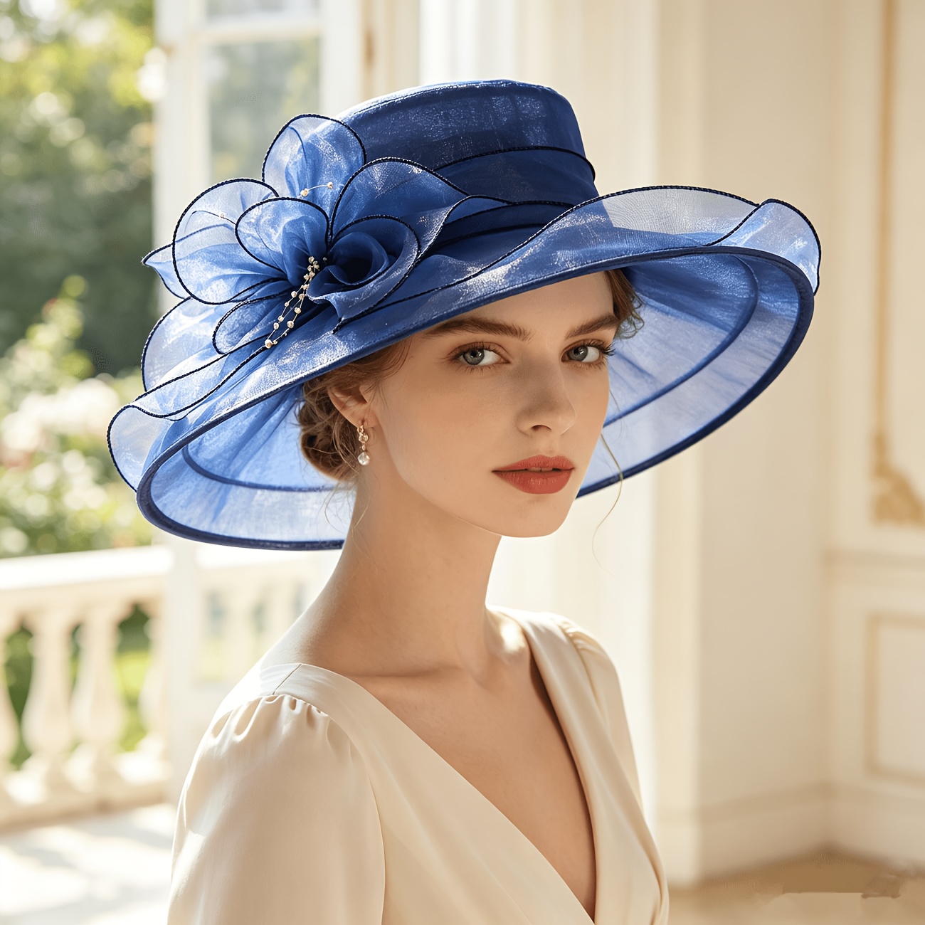 Women's Organza Church Hat Bridal Tea Party Wedding Hat Color Options