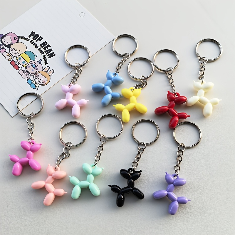 

10pcs Cute Acrylic Balloon Dog Keychains, Anime & Cartoon Animal Themed, Decorative Lobster Clasp Key Rings For Birthday & Business Promotion, Assorted Colors