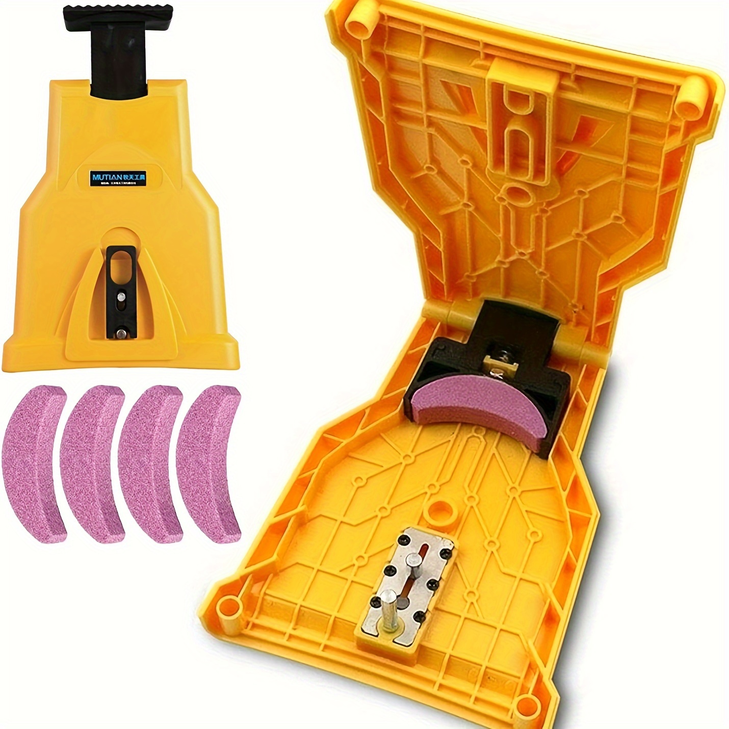 

Portable Chainsaw Sharpener Kit With 5 Replaceable Stones - Quick & Sharpening For 12-22 Inch , Easy-to-use & Lightweight, Yellow