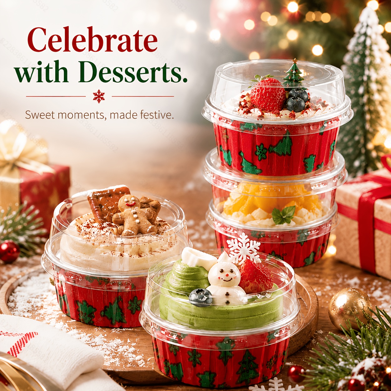 36pcs Mini Christmas Dessert Boxes with Clear Lids