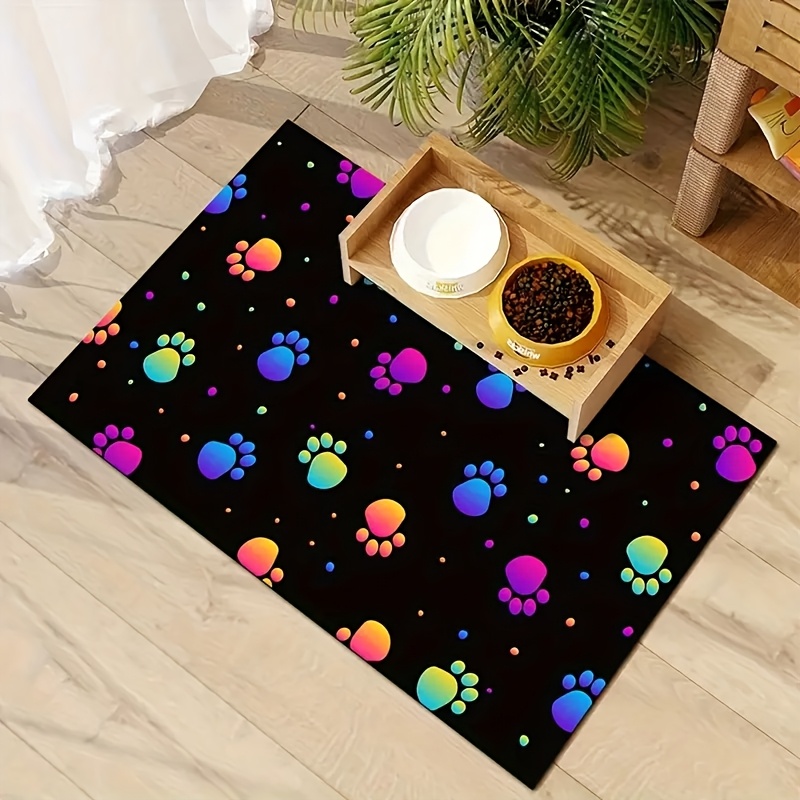 

1pc Vibrant Dog Pattern Pet Feeding Mat - Non-slip, Polyester, & Cats, Ideal For Halloween & Christmas Decor, Dog Feeding Mat