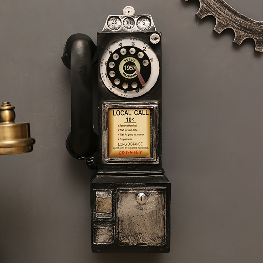 TEMU Coffee Shop Vintage Telephone Craft Decorations, Vintage Phone Ornaments Props For Living Room, Bar, Restaurant, Photography Decor