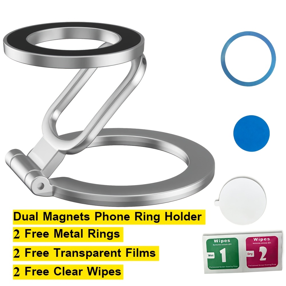 E-shop Doppelter Magnetring-Halter Handyhalter für Schreibtisch Büro Fitnessstudio, Zwei Seiten Magnetischer Faltbarer Handyhalter Ringgriffhalter für