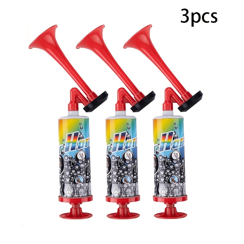 TEMU 3-pack Loud Handheld Air Horn, High-decibel Red Plastic Speaker, Compressed Air Horn, Suitable For Sports Events, Parties, Fan Horn, Sports