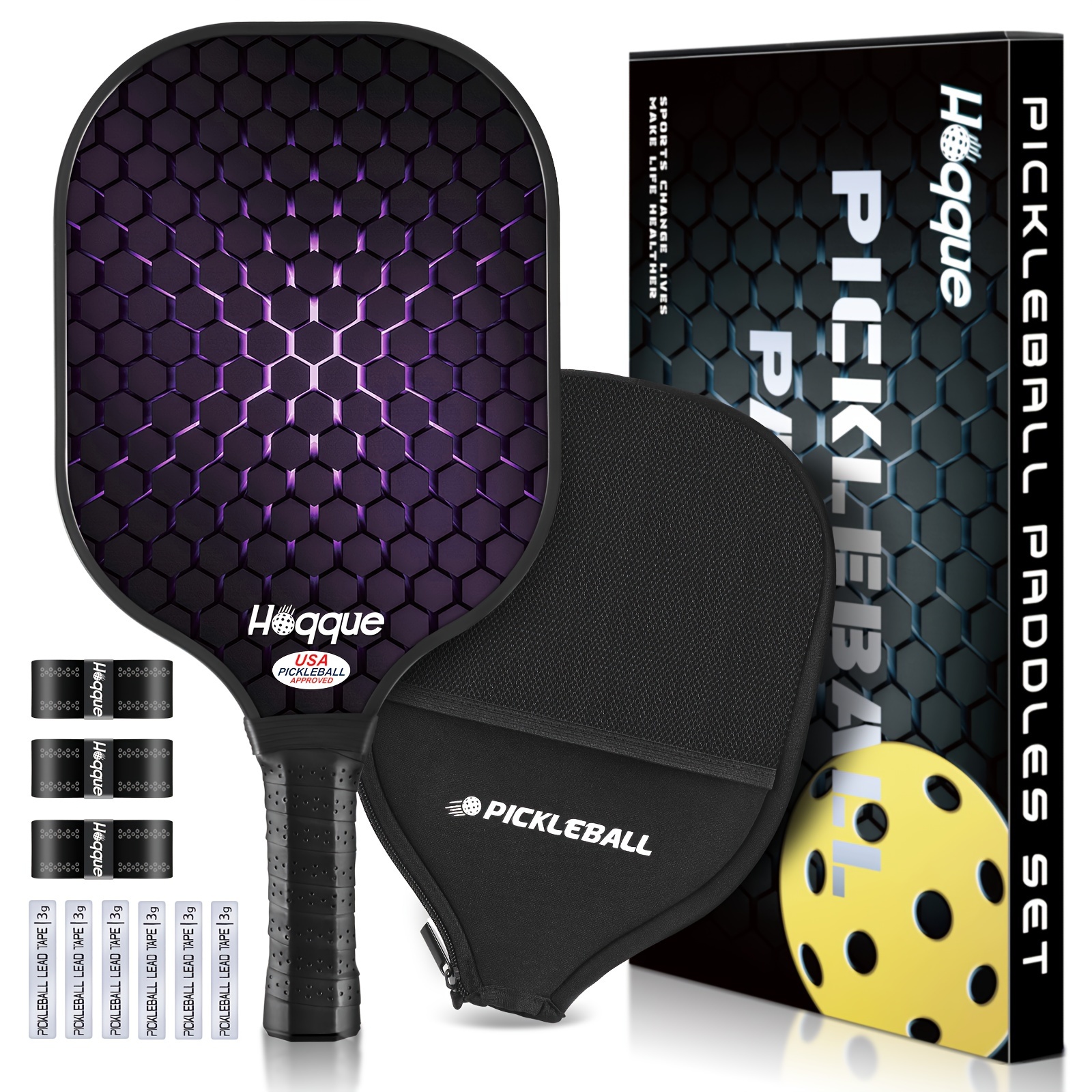 

Purple Pickleball Set, 1pc Paddles With Cover Case Overgrip Lead Tape, Usapa Approved Fiberglass Pickleball Racket, Birthday Ideal Gift For Mother Grandma Wife Sister Husband