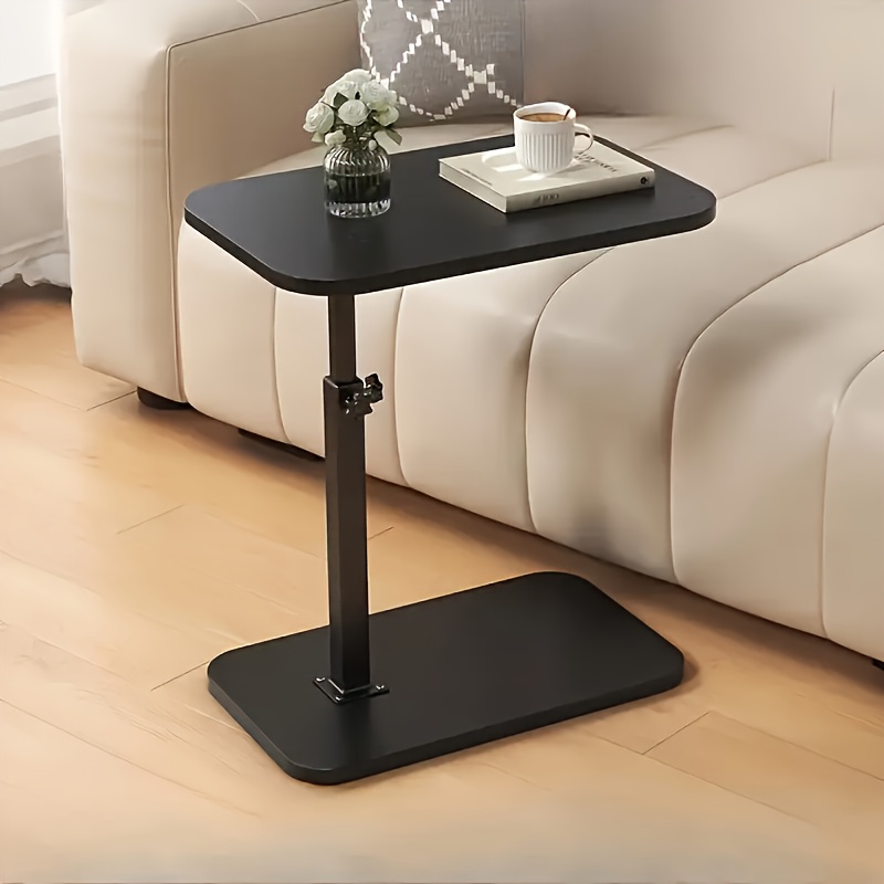 360° Rotating C-Shaped Side Table with Adjustable Height. Compact Stable Laptop Table, Strong Weight Capacity, Built In Storage, Durable Metal Hardwood Adjustable Side Table for Sofa, Bed, Or Bathtub for Home Desk, Coffee Table And Bedside Sofa