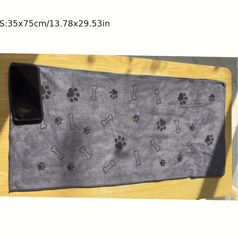 Image of 1/3pcs Quick-drying Superabsorbent Microfiber Dog Towel, 13.5x29.5 Inches - Fast-drying, Soft And Durable, With Paw Print Pattern For Bathing