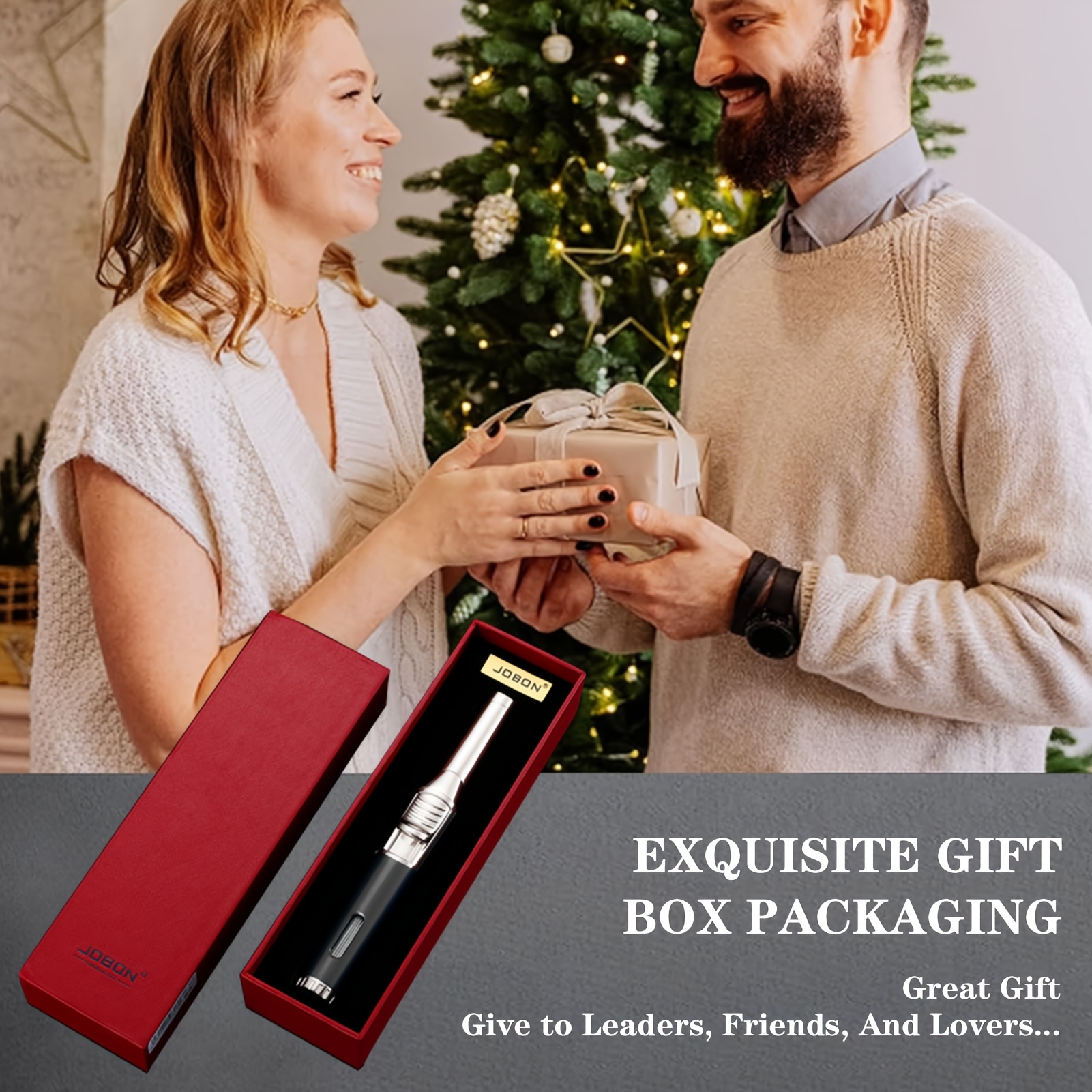 TEMU Pen Shaped - Refillable Single Flame Butane For Candles And Cooking, With Adjustable Flame And Ignition Lock - Luxury Handheld Camping Lighter And Gift Box, Without Battery