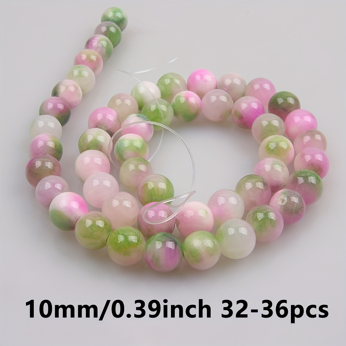 TEMU Affascinanti perline naturale rosa e verde 6/8/10 mm - per di gioielli, collane, braccialetti, orecchini e , perline , aggiunte