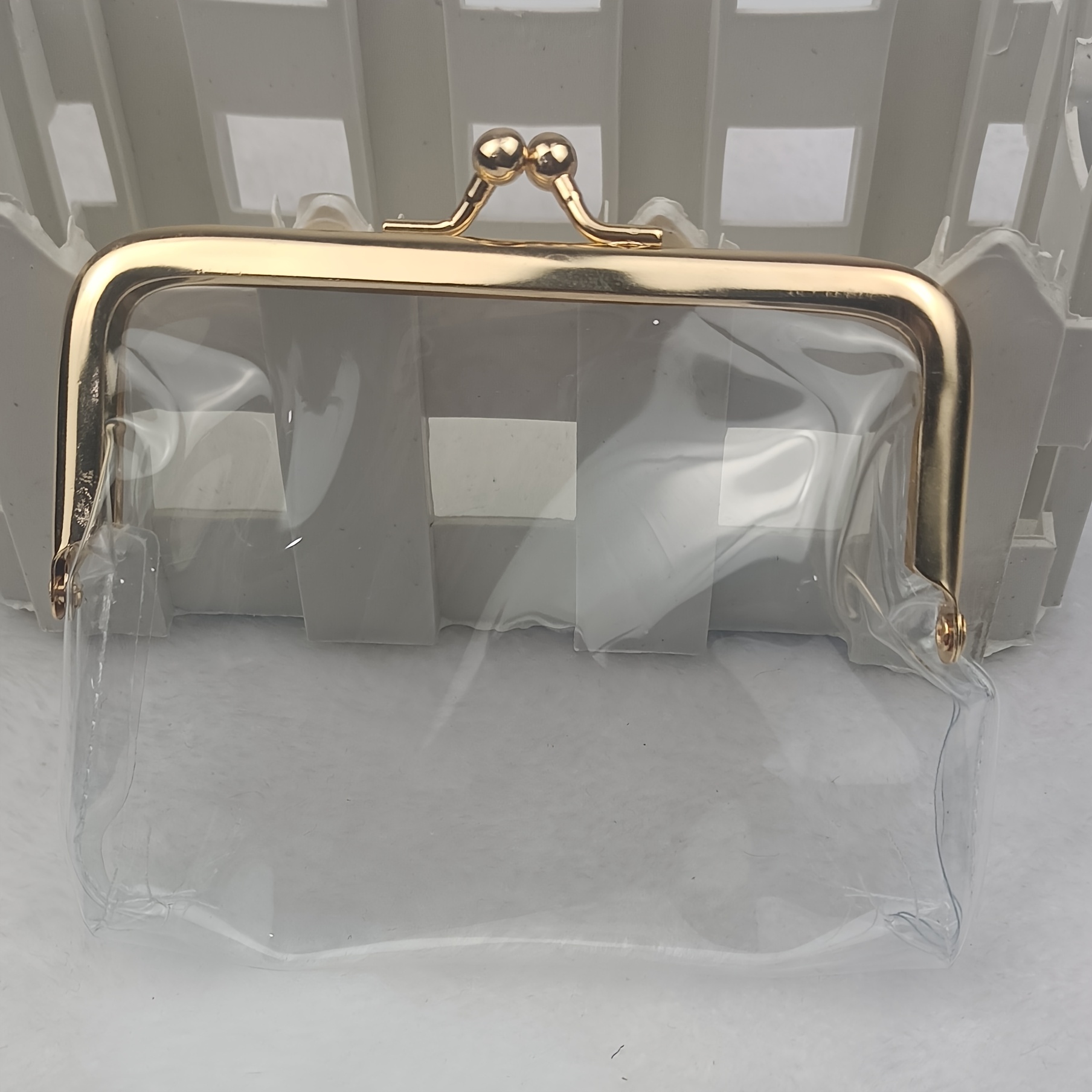 TEMU 1 pièce Porte-monnaie transparent doré de 4 pouces, Porte-cartes bancaires, Petite pochette à monnaie cadeau