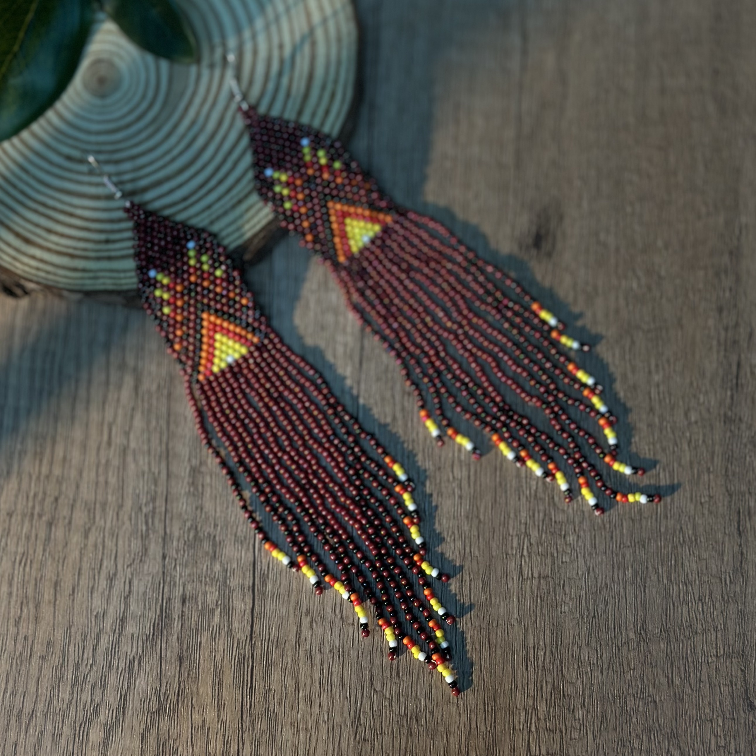 Bohemian-Style Long Tassel Earrings with Glass Beads