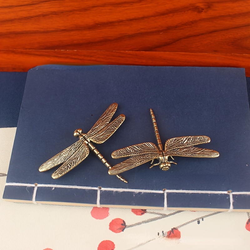 TEMU Collectible Figurines ,1/2pcs Vintage Brass Dragonfly Statue - Tabletop Decor, Neededholiday Gift For Christmas Halloween Easter, Home Office