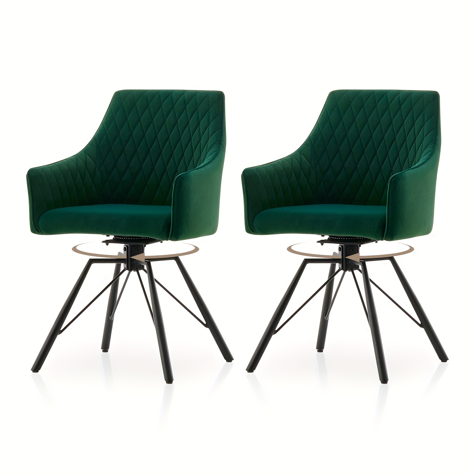 Velvet Swivel Dining Chairs Set Of 2, Padded Chairs With Armrest And Backrest, Office Guest Reception Chairs Swivel Restaurant Chairs, Modern Armchairs For Dining Room, Living Room And Kitchen