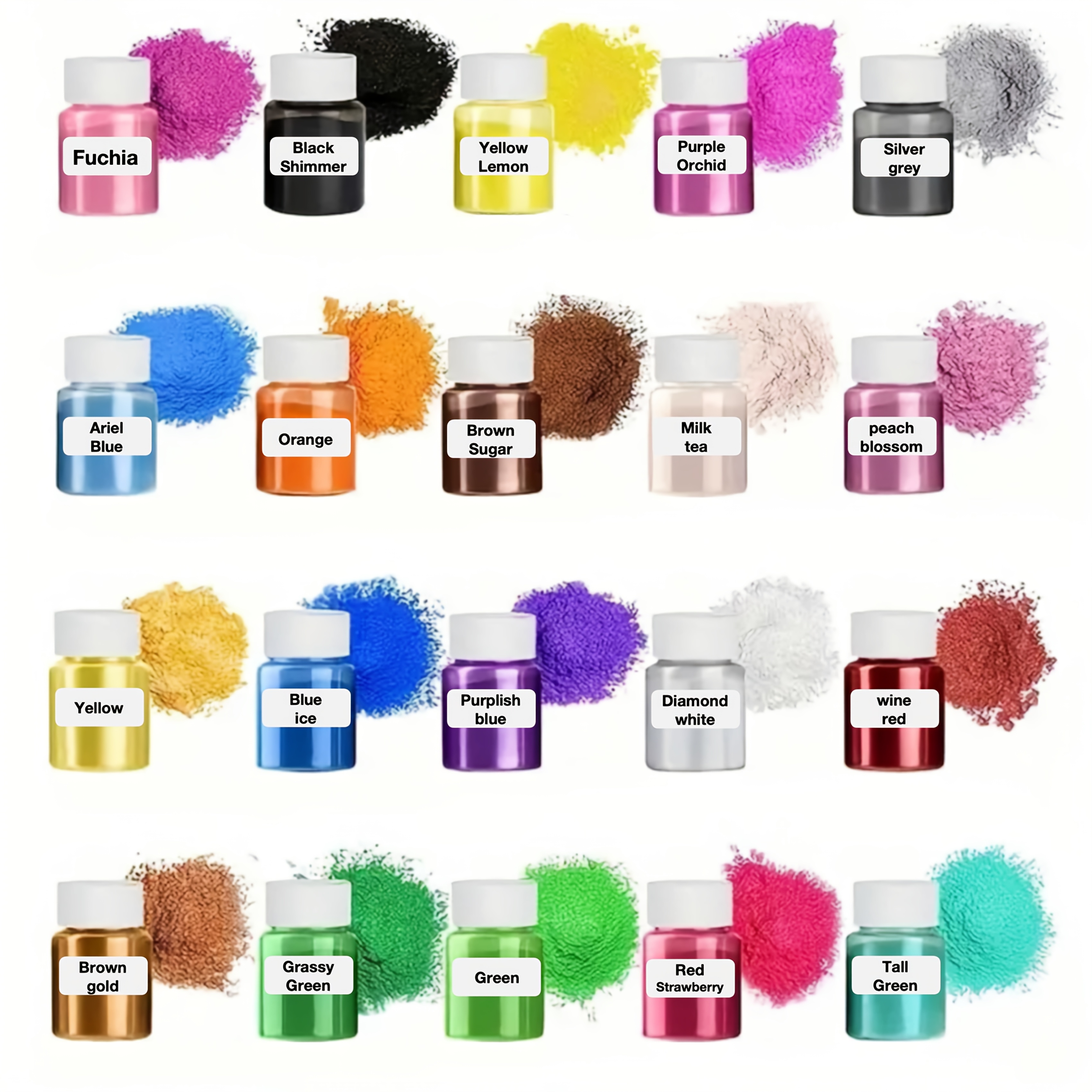 Image of 20 Colors 20ml Set Epoxy Resin Mica Powder Pearlescent Color Pigments - Resin Art Set - For Soap Making, Candle Making Dyes, And Candle Jar Colorant