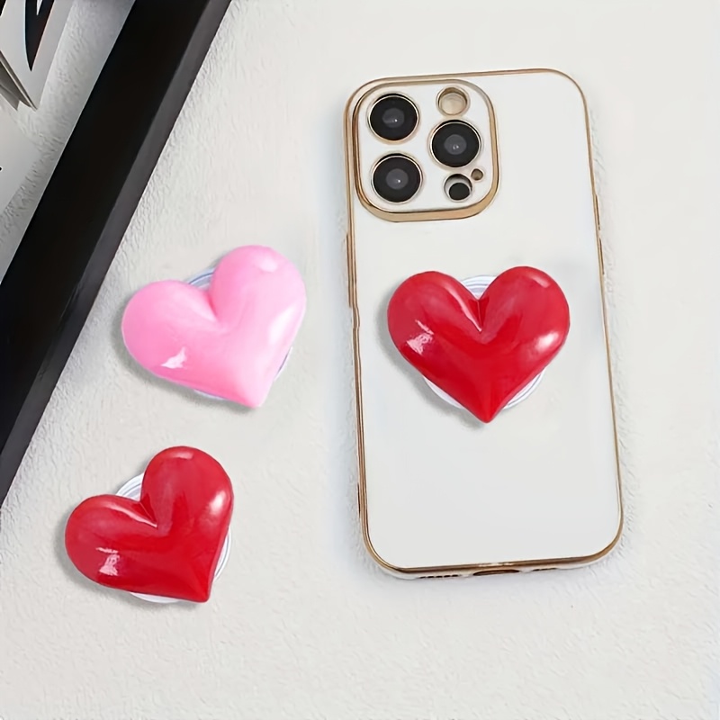 

1pc Creative Heart-shaped Resin Phone Grip Stand, Foldable & Extendable , Abs Material, Large Love Heart Mobile Holder