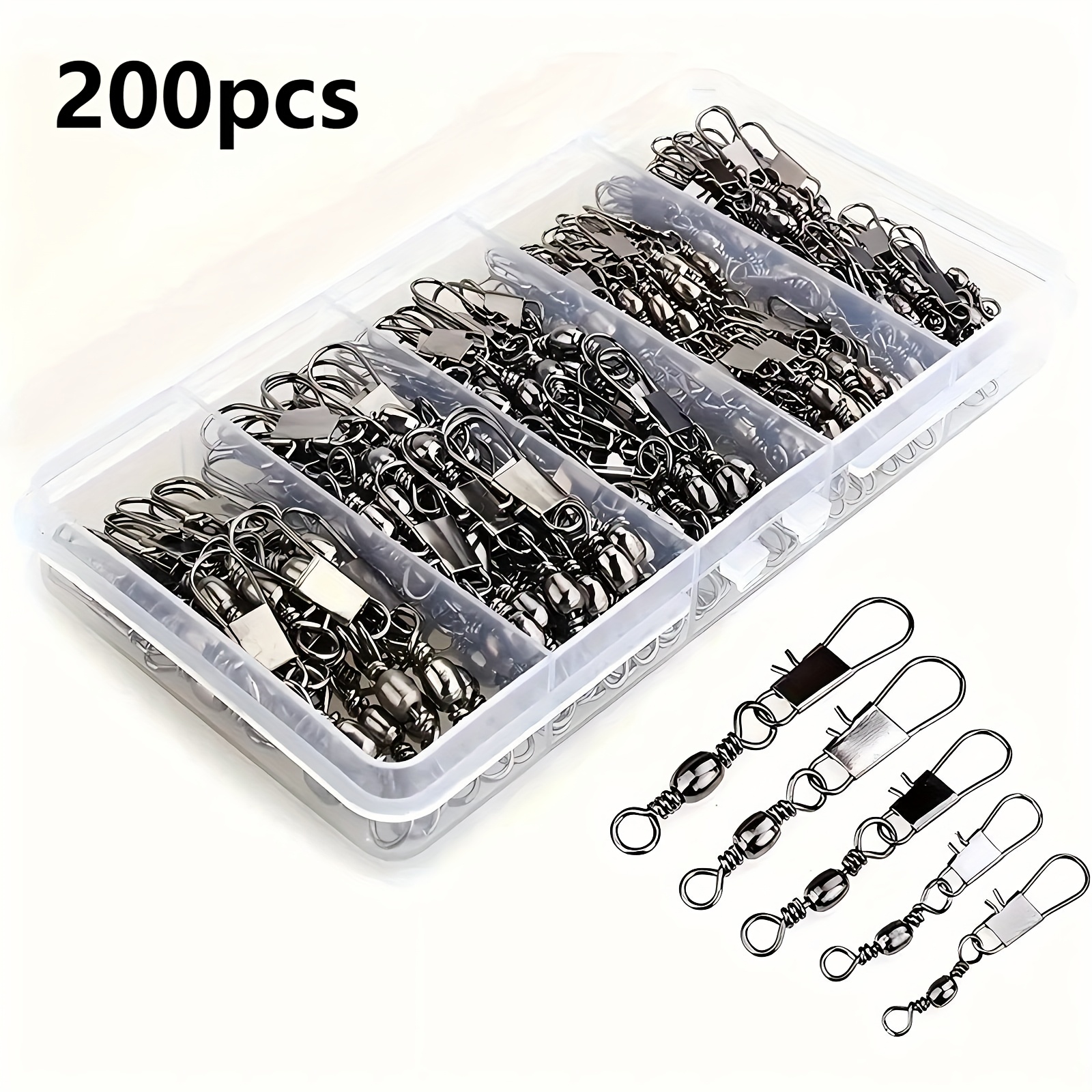 

200pcs Fishing Swivels & Snaps Set - Carbon Steel Quick Release Connectors, Smooth , , Essential Fishing Gear Accessories For Easter, Ramadan, Thanksgiving, Christmas, New Year