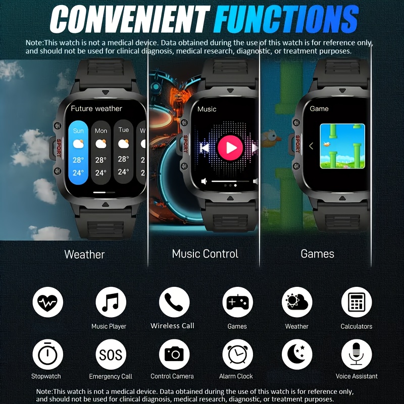 Montre Connectée Extérieure avec Fonctions Appel/Répondre/Rejeter, Montre Intelligente 1,81 Pouces Compatible iPhone et Android, Montre Sportive avec Écran Verrouillé/100+ Modes Sportifs/Prévisions Météo/Alarme/Cadeau Idéal pour les Passionnés de Sport, Chargement USB