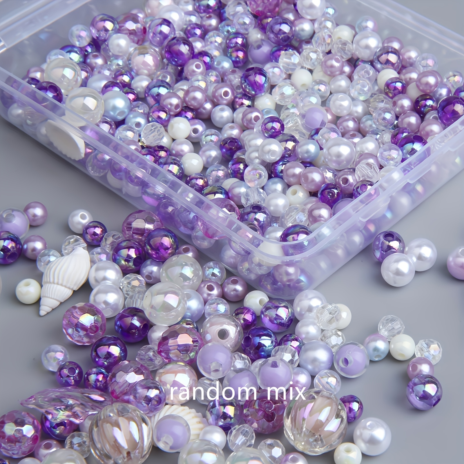 TEMU 100pcs, Mixed Round Beads Of Various Colors And Materials Ranging From 3-12mm, With A Small Amount Of Large Pendants, Used As Couple Bracelets,