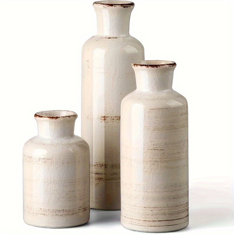 Image of Ice Crack High Temperature 3 Piece Set Craft Ceramic Vase Decoration Tv Cabinet Decoration