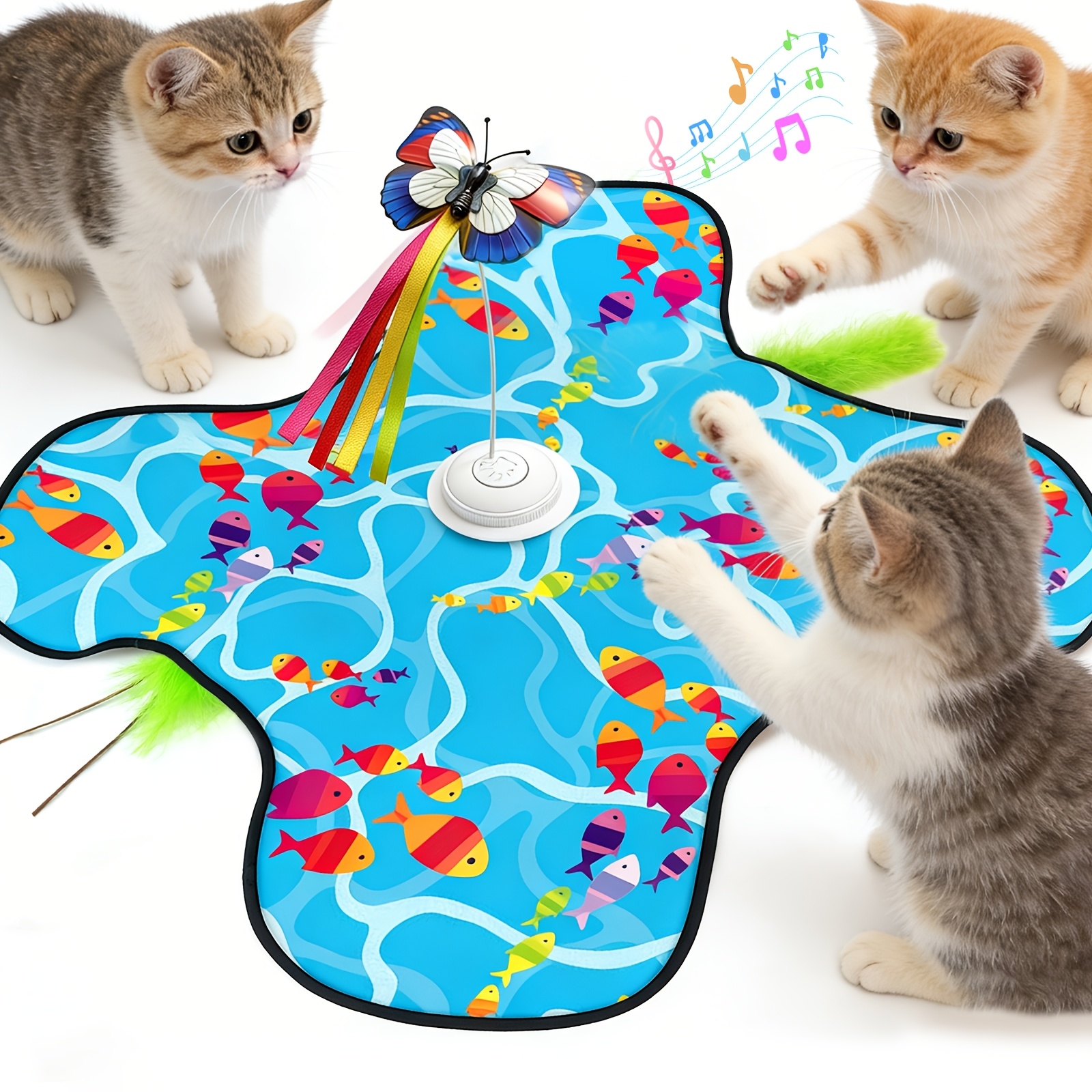 TEMU Smart Charging Cat Scratching Pad, Adjustable-speed Feather Toy For Cats, Anti-paw Scratching Sofa For Household Pets, A Fun Gadget To Boredom