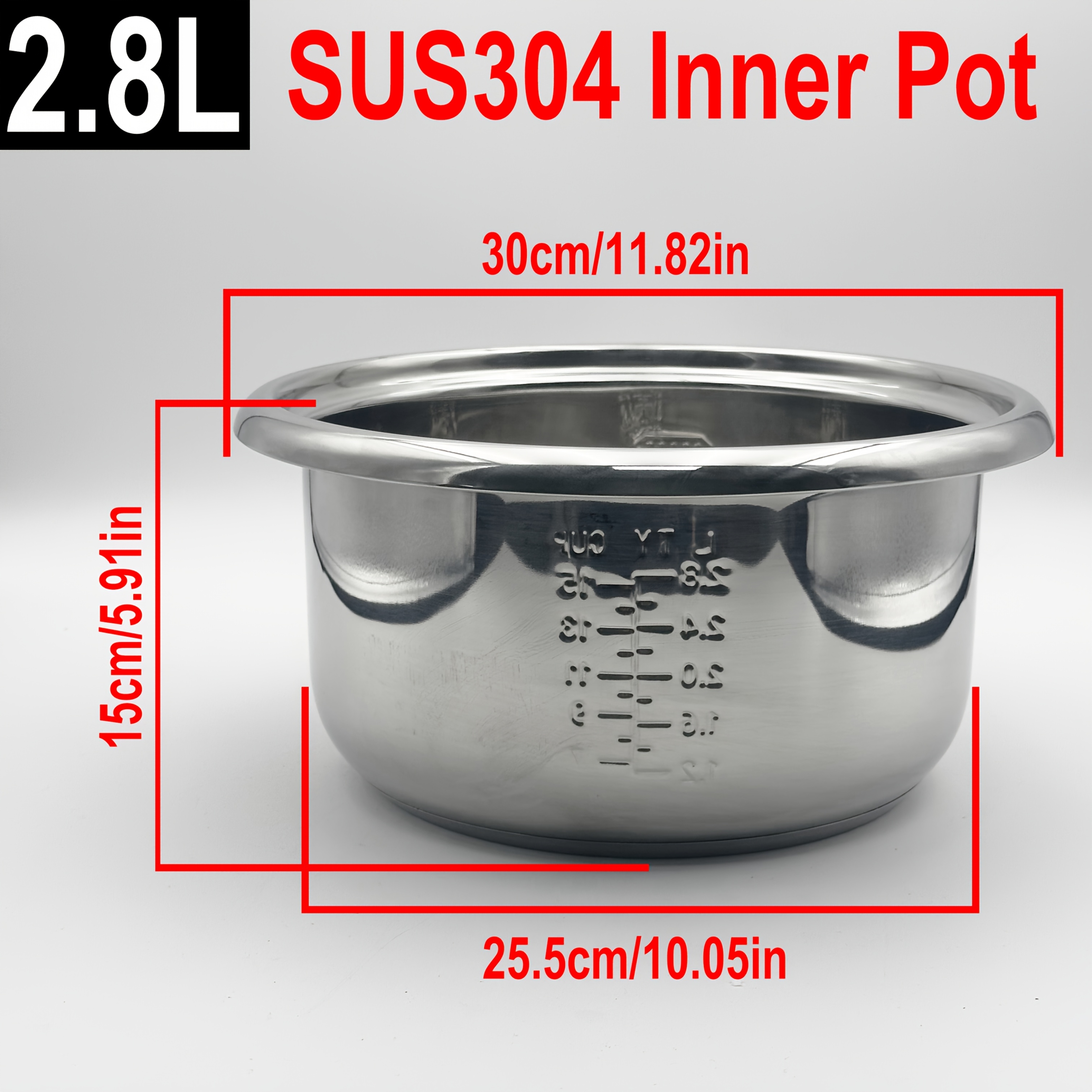 SUS304 Stainless Steel Rice Cooker Inner Pot Compatible with  Electric Rvens, Canister up to Water Capacity, Cook up to 15 C