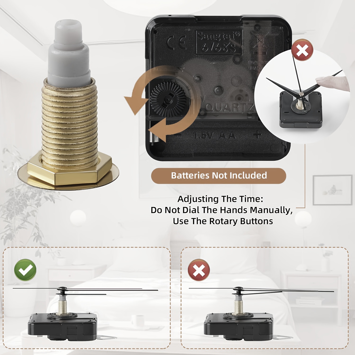 1 rinkinys tylaus laikrodžio mechanizmo remonto ir keitimo rinkinys, kvarcinis laikrodžio mechanizmas su persikų rodyklėmis, skirtas sieninių laikrodžių dalių keitimui ir naujiems kūrybiniams laikrodžiams