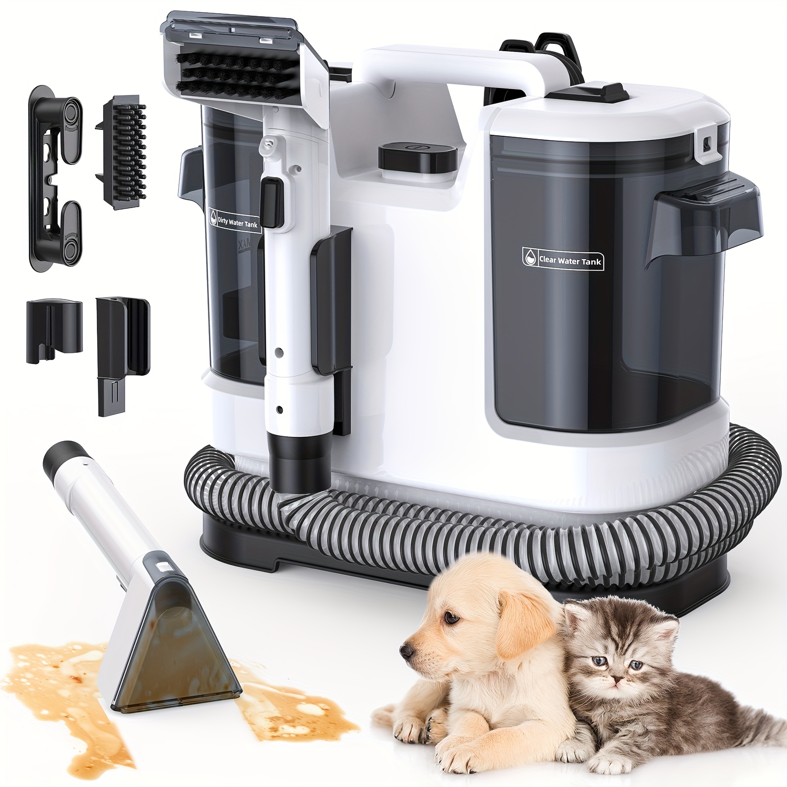   multi purpose portable carpet upholstery spot cleaner machine 16500pa powerful suction spot cleaner machine dual water tank   cleaning machine with 3 accessories non chemical stain remover for rugs pets car seats