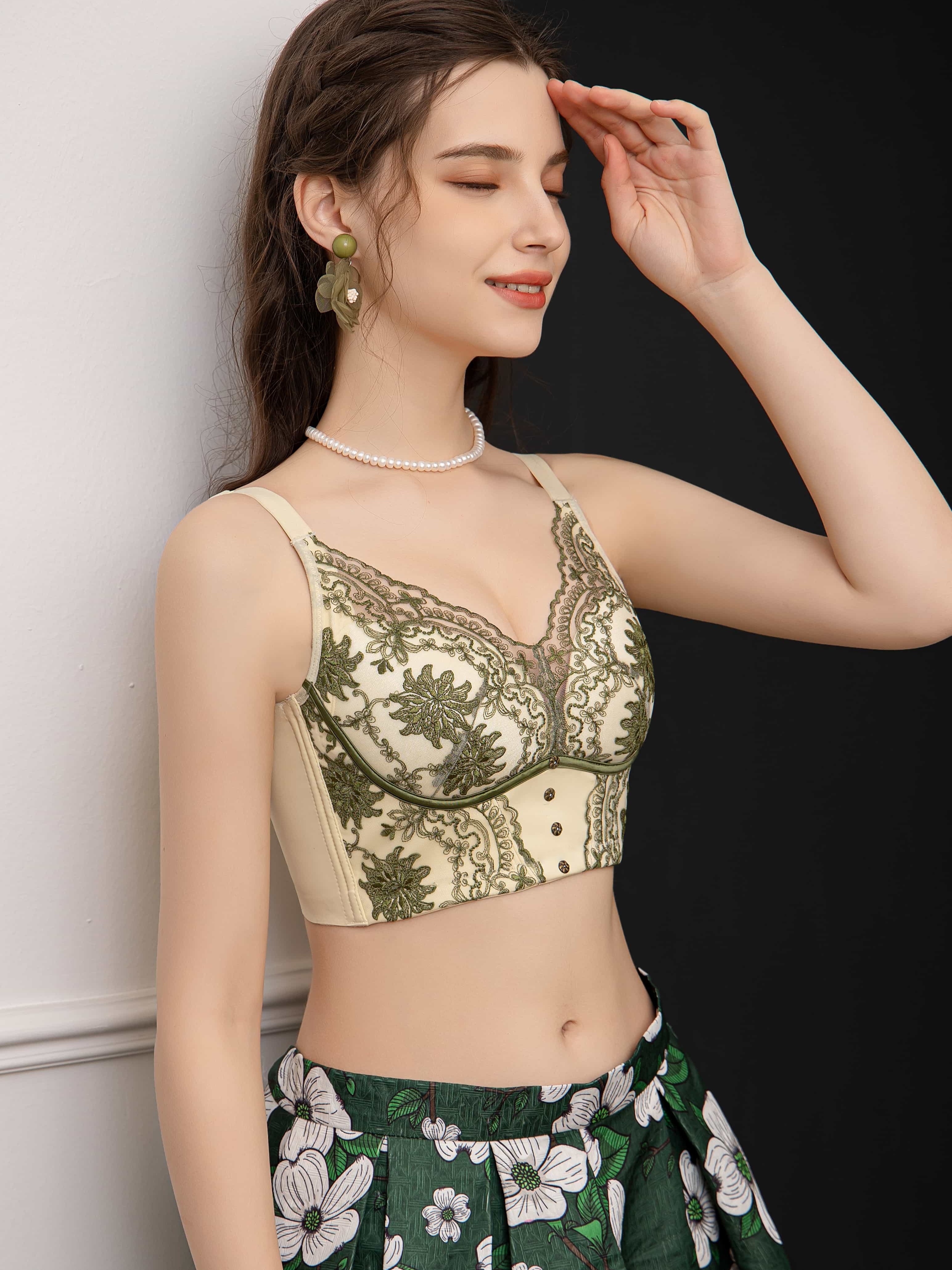 Elegant Colorblock Lace Bra Comfy Breathable Push Bra - Temu