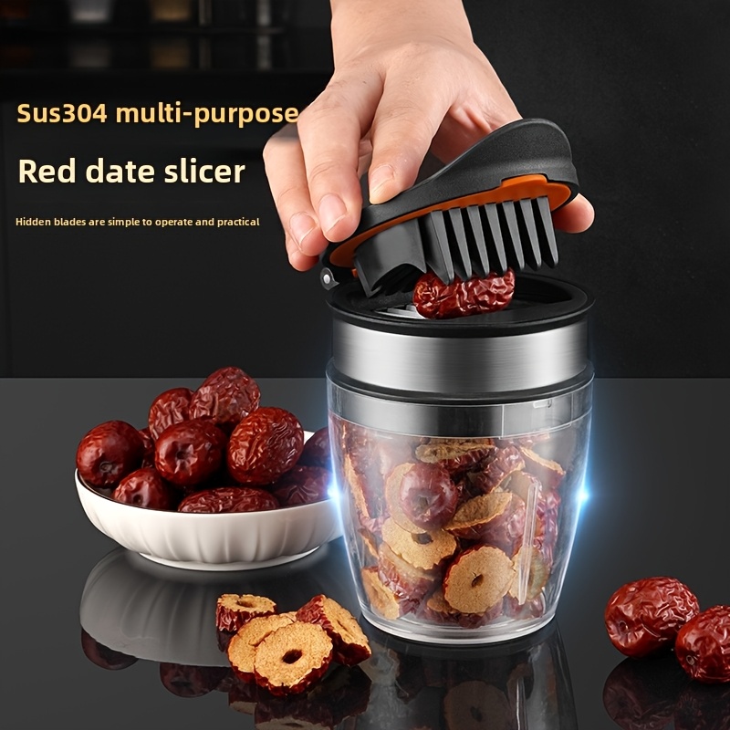 4 in 1 portable folding kitchen slicing tool strawberry pitter slicer with egg splitter 3 second safe cuts plastic silicone anti slip pad for camping picnics home use picnic accessories foldable design durable kitchen gadget Product details 7