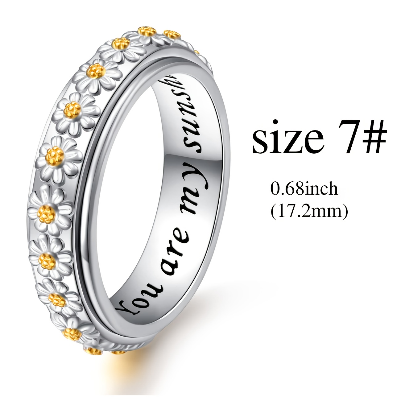 sterling silver daisy spinner ring for   relieving flower fidget ring elegant gift for women   Product details 4