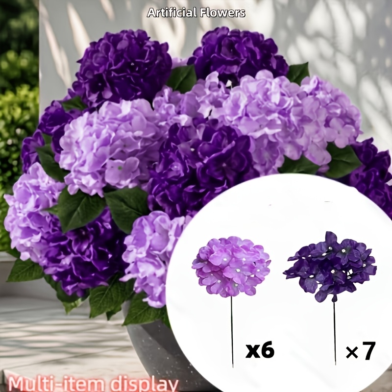 TEMU 13 Fiori di Artificiali Extra-Large da 16,54 Pollici Multicolore Gamma, Bouquet Viola Scuro e Viola, Fiori Finti, Adatti per Matrimoni, Casa, ,
