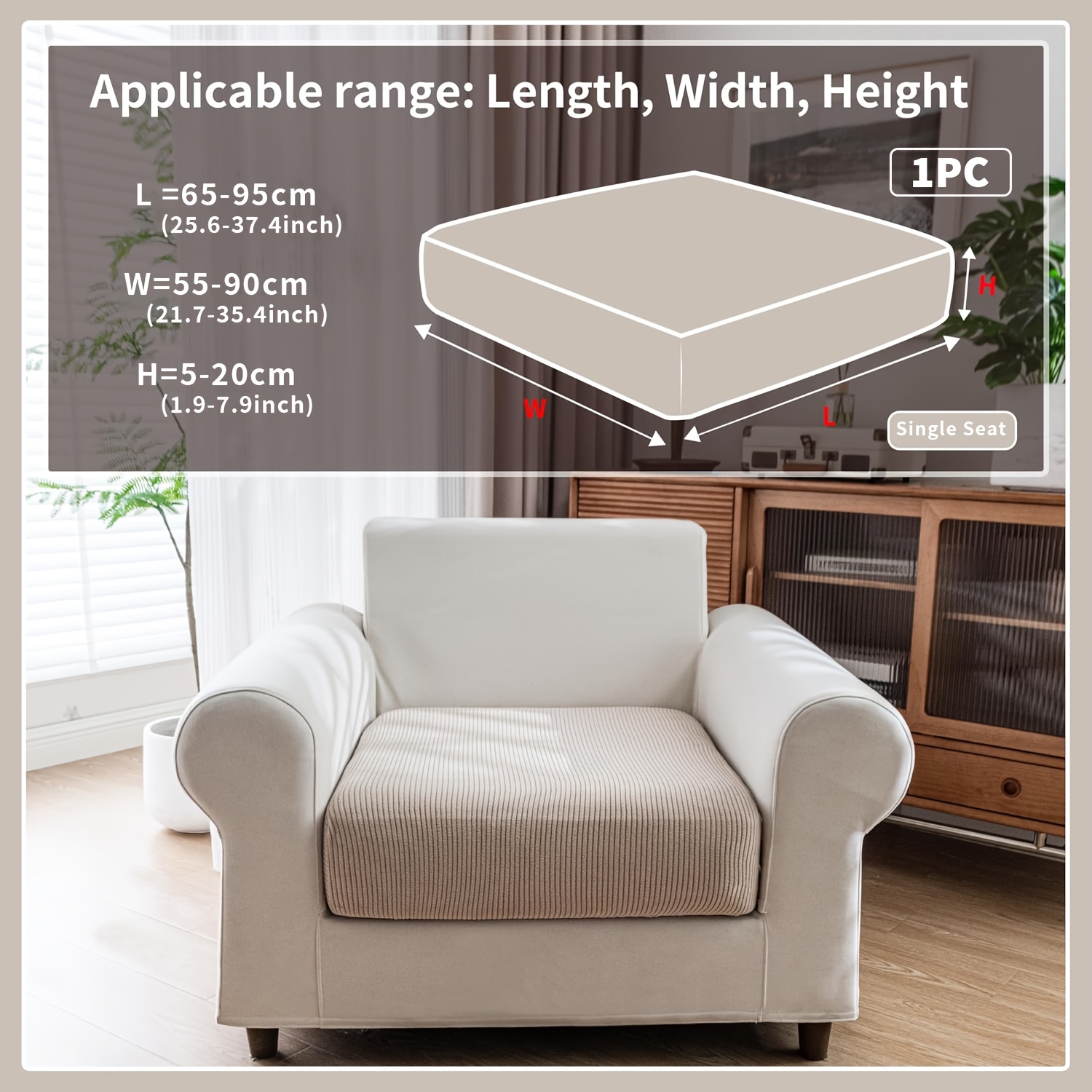 TEMU 1pc Striped Sofa Cover Sofa Case Protective Cover Anti-slip Removable And Washable Backrest Cover Armrest Cover, Bedroom Office Living Room