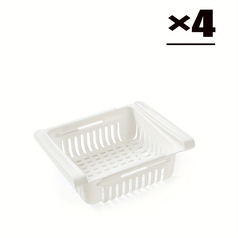 TEMU 2/4pcs Refrigerator Drawer Pull Out Organizer, Expandable Drawer Refrigerator Organizer, Unique Designed Organizer, Refrigerator Shelf Fixed