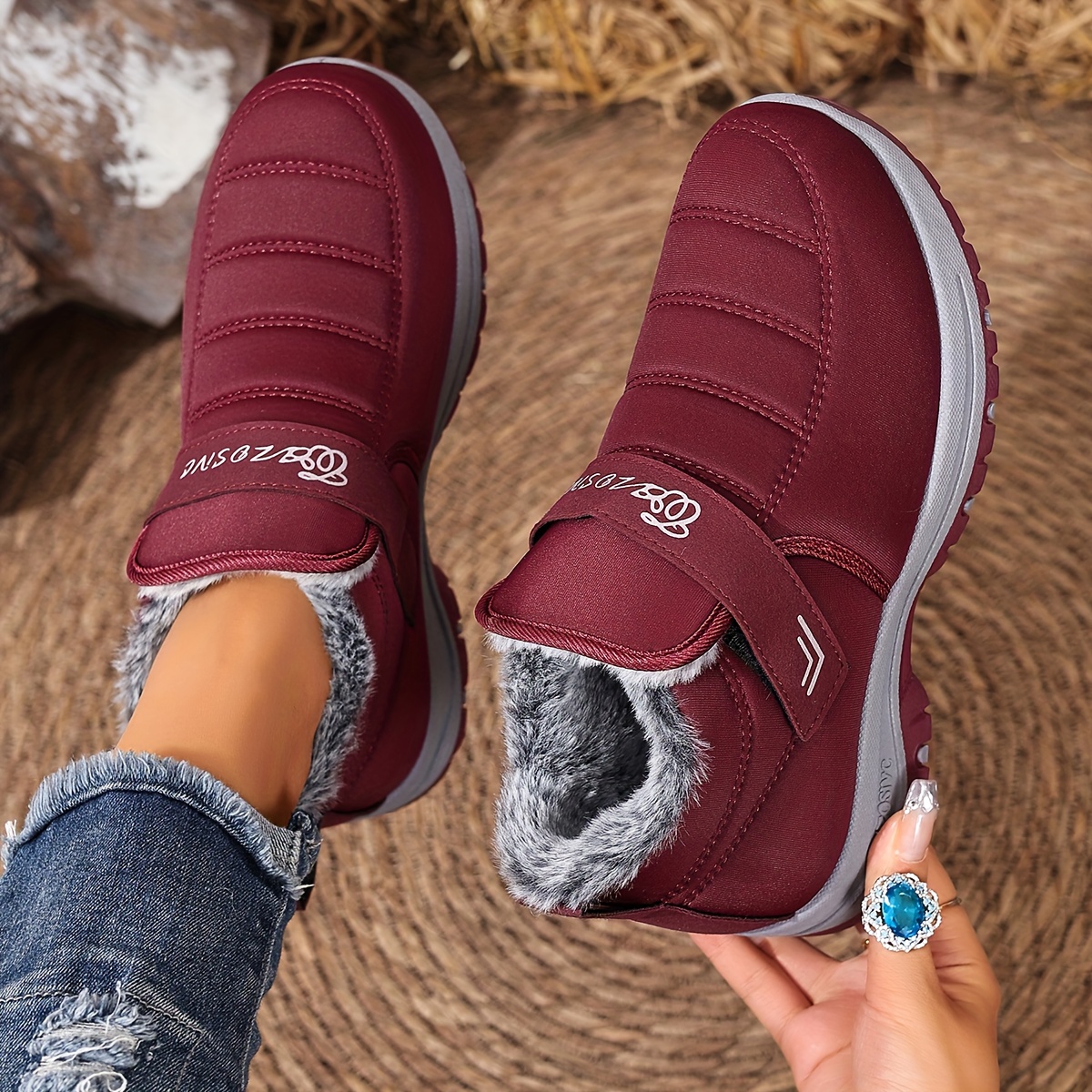 bottes dhiver thermiques pour femmes avec semelle épaisse en peluche - bottes de neige antidérapantes pour randonnée, glace et extérieur - bottes confortables et chaudes à bout rond et talon moyen (lavables à  ), chaussures pour femmes Détails du produit 4