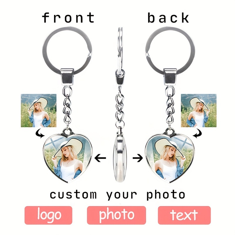 

Personalized Customization Photo Double-sided Heart-shaped Keychain As A Gift For Girlfriend Baby Souvenir Family Pet Pendant Customized Keychain Couple Love Gift