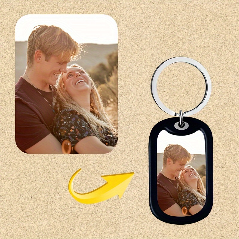 

Custom Photo Keychain - Personalized Stainless Steel & Silicone Dog Tag For Couples, Family - Perfect Christmas Gift, Customized Key , Personalized, Commemorative, Family Photo