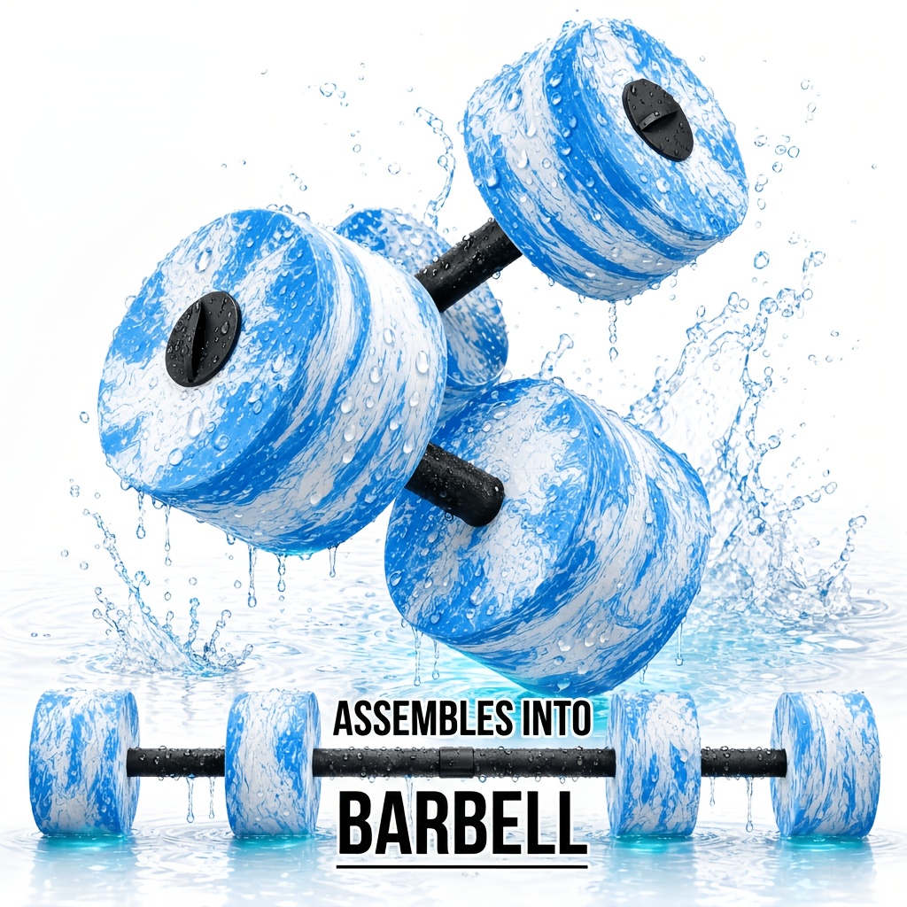 Hapbear 2pcs 3-in-1 Aqua Dumbbells Barbell Set, High-density Eva Foam Water Weights For Pool Aerobics Yoga, Unisex Equipment For Weight Loss