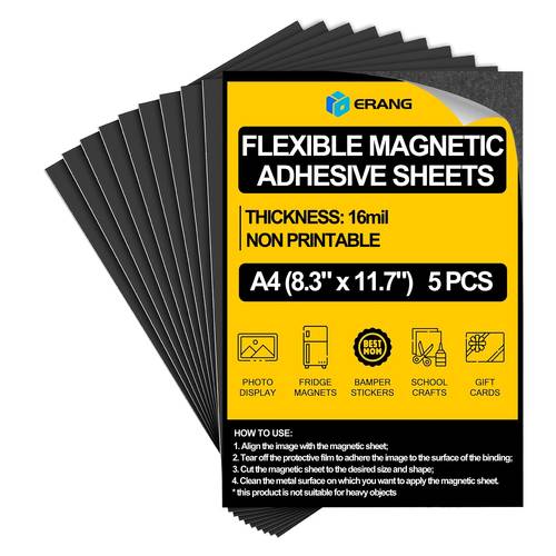 5 pack 8 7 inch size a4 flexible magnetic sheets with strong backing 16 thickness magnet sheet set for making photo and picture magnets measuring fridge refrigerator magnets