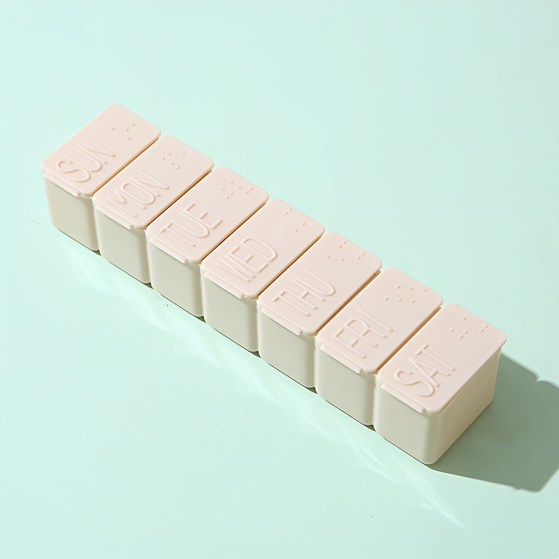 Portable Weekly Pill Box with Seven Compartments