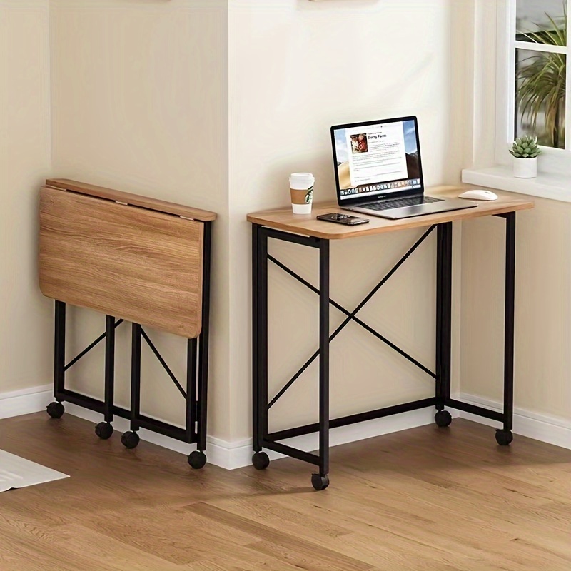 portable folding desk wheels space saving mobile study Temu Canada