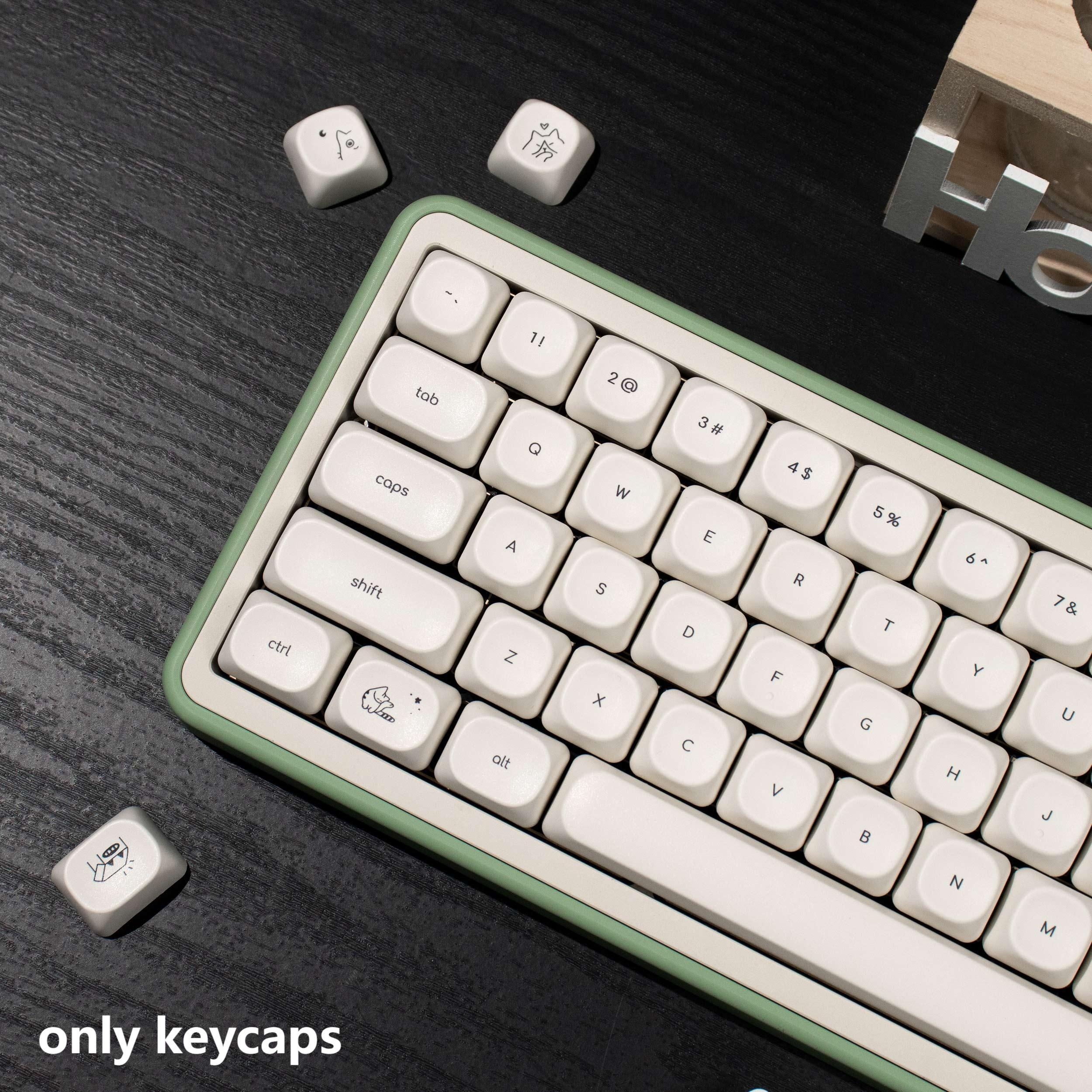 

Keycap Chaton à 124 Touches, Hauteur MOA, Matériau PBT, Compatible avec 61/75/87/98/104