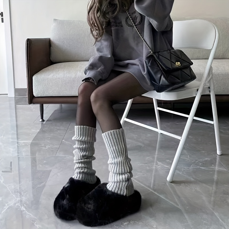 1 Pair/3 Pair Women's High-Knee Socks - Solid Color with Side Stripes, Ribbed Texture & Elastic Cuffs, Comfortable Stretchy Stackable Socks for Fall Winter, Versatile for Casual & Formal Outfits, Layering Socks, Fashionable Socks, Durable Knitwear