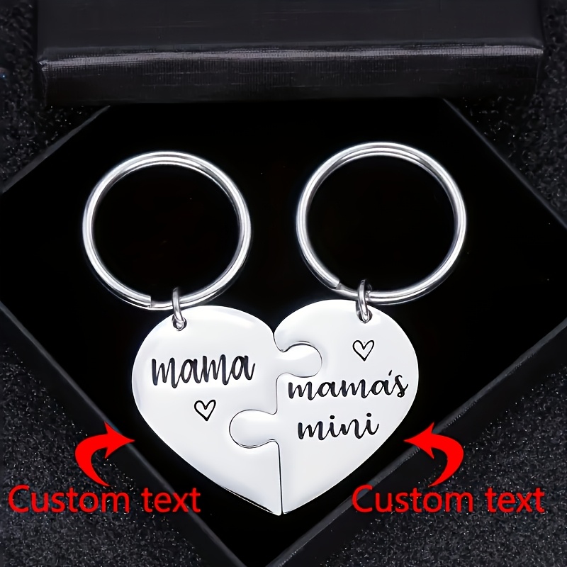 TEMU 1 llavero de rompecabezas de de acero inoxidable personalizado, se puede personalizar con texto, , aniversarios, etc. Un accesorio romántico y