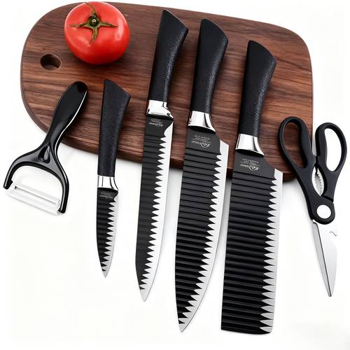 stainless steel textured knife set wavy six piece knife kitchen household business gift set