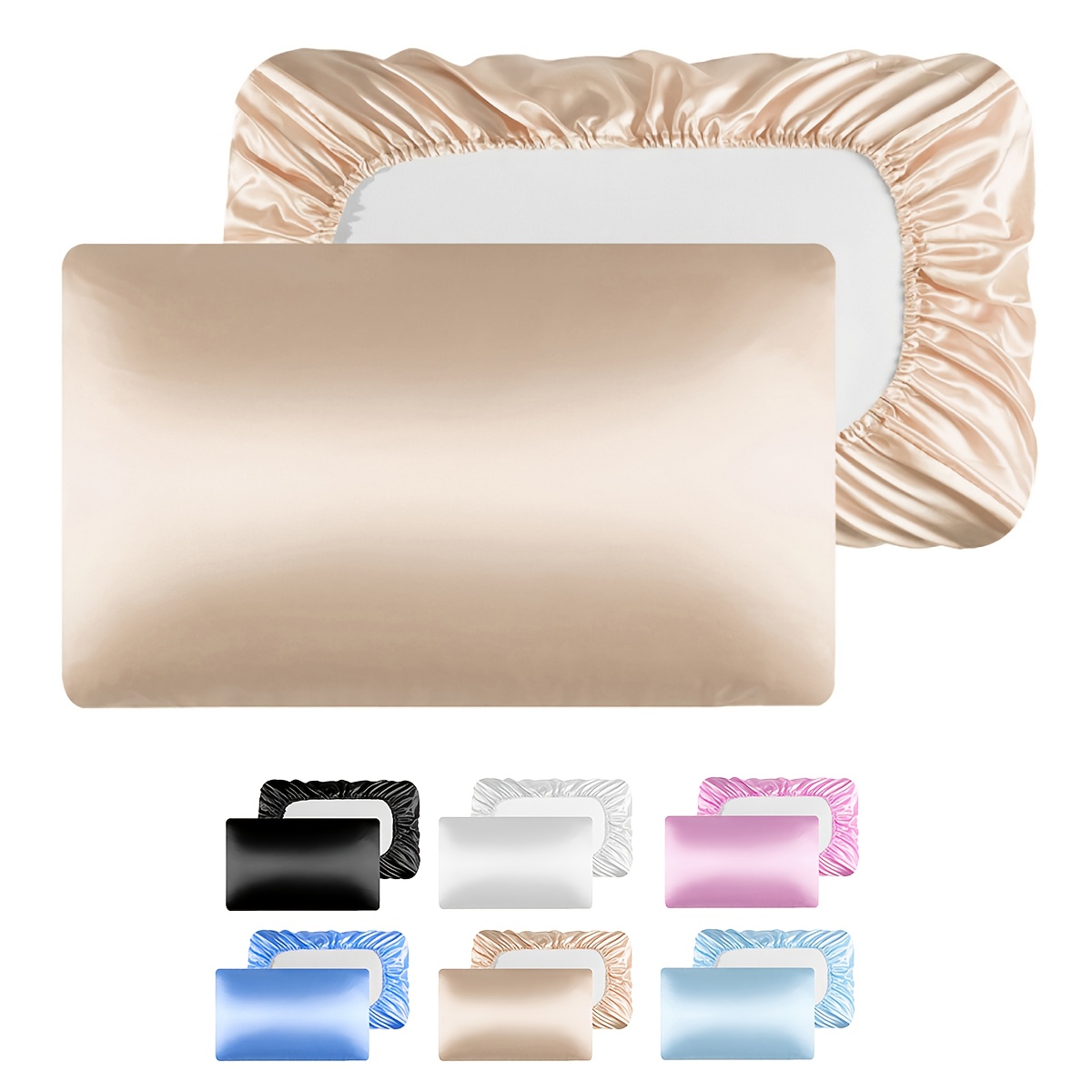 E-shop 2er-Pack Satin Kissenbezüge, elastisch, weicher, bequemer Satinstoff, einfache Anbringung, günstig für Haut und Haare, geeignet zum Schlafen,